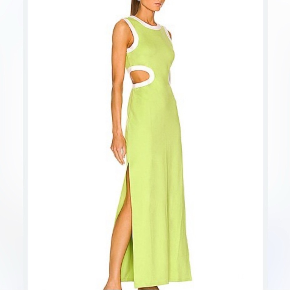 STAUD Lime and White Dolce Dress